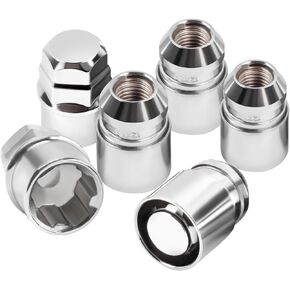 6PCS M12x1.5 Wheel Lock Lug Nuts Set Height 1.3" Cone Seat Replacement for Escape Focus Fusion Accord CR-V Cruze Malibu Equino 12x1.5 Locking Lug Nuts Nut for Tire Anti-Theft