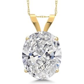 Gem Stone King 3.00 Cttw Oval 14K Yellow Gold IGI Certified Lab Grown Diamond Pendant Necklace | E-F Color VS1-VS2 Clarity | Gold Necklace For Women | With 18 Inch Gold Chain