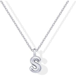 PAVOI 14K Gold Plated Dainty Chunky Bubble Initial Letter Pendant Necklace for Women | Alphabet Letter Necklace