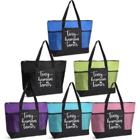 6 Pcs Daycare Babysitter Tote Bags with Mesh Pocket Daycare Teacher Thank You Gift Teacher Appreciation Week Gifts