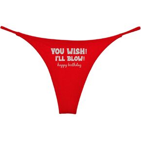 Birthday Wish Thong For Women (Set of 1) Red Cotton