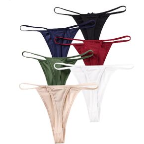 Murimia 6 Pack G String Thongs for Women No Show Underwear Breathable Low Rise T-back Bikini Panties