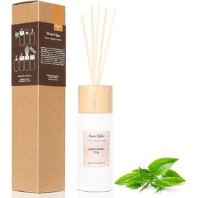 HomeLights Reed Diffuser Gift Set, Wooden Lid, Natural Scented Long Lasting Darjeeling Tea Fragrance Oil for Home Office Gift Idea, Aromatherapy Air Freshener and Stress Relief, 200ml/6.76 fl.oz