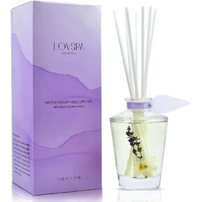 Lovspa Sleep Lavender Vanilla Reed Diffuser Set | اللافندر الإسبانية والفانيليا الدافئة - رائحة سلمية وهادئة للراحة والاسترخاء | صنع في الولايات المتحدة