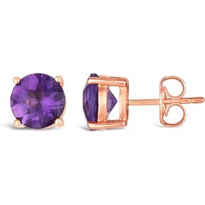 Le Vian 2 قيراط أرجوانية الجمشت أقراط مستديرة للنساء في الذهب الوردي 14K أنا دفع الأزرار للخلف لها أنا 4 شريحة