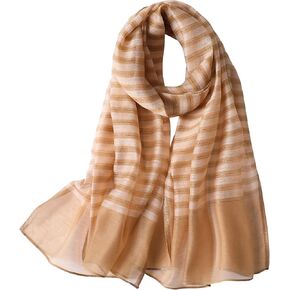 Women Double Layer Pure Scarf Solid Long Shawl and Wraps Lightweight Scarf Plain Fashion Neck Scarf for Lady