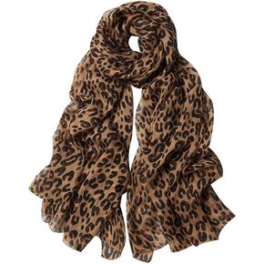 Lightweight Leopard Chiffon Scarfs for Women - Fashion Floral Print Scarves Shawl Head Wraps Bandana
