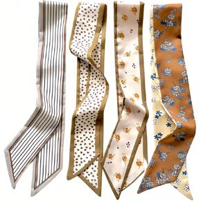8Pcs Fashion Hair Scarves for Women in 4 Different Patterns, Multifunctional Satin Headband Scarf for Bag and Hair Accessories