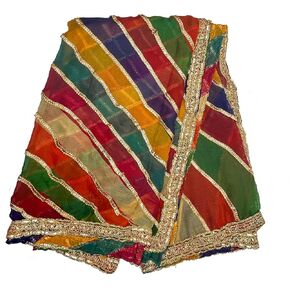 Multicolored Rainbow Chiffon Mehndi Bridesmaid Roka Haldi Dupatta, Bridal Mehndi Dupatta, Wedding Dupatta, Indian Pakistani Wedding, Asian Wedding