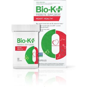Bio K+ Heart Health Probiotic Capsules – Probiotics for Men and Women – Cholesterol and Heart Health* Support Supplement – Vegan, Shelf-Stable, Non-GMO – 60 Capsules