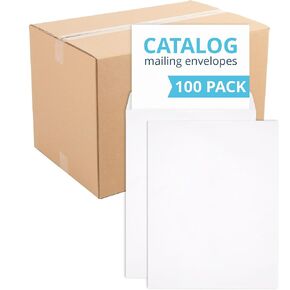 100 Blue Summit Supplies Catalog Mailing Envelopes, Gummed Seal, 10x13 Inch, Bright White, 100-Pack