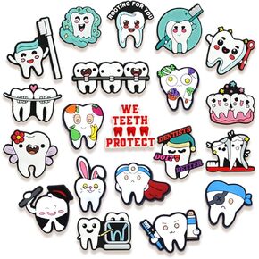 Dental Shoe Decoration Charms, Teeth Accessories for Shoes, Bracelets, Wristbands, and Sandals, Gift for Birthdays, Parties, Holidays – Great for Kids, Teens, and Adults.