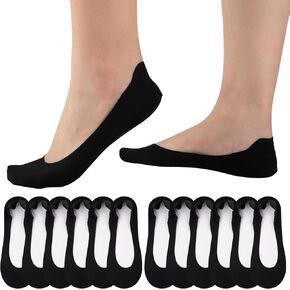 COOPLUS No Show Socks Womens Cotton Non Slip Low Cut Liner Socks Thin Invisible Socks for Flats Loafers 6 Pairs