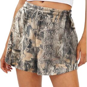 Womens Shorts Casual Summer Camo Shorts Athletic High Waisted Lounge Camouflage Comfy Pull On Shorts with Pocket
