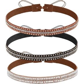 CRASPIRE 3 أنماط Rhinestone Cowboy Hat Bands Bling Panama Fedora Hatbo Cowboy Hatbands قابلة للتعديل حزام حزام DIY الغربي المجوهرات للنساء الفضة السوداء