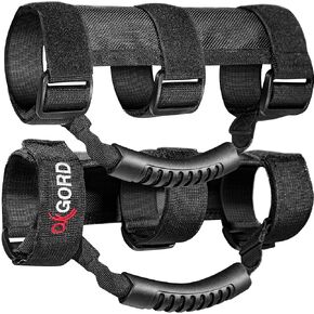 OxGord Roll Bar Grab Handle Grips Set Compatible with Jeep Wrangler TJ YJ JK ATV UTV 1955-2024 Models - Strap Fits 1 1/2 to 3 Inch Bars - Pack of 2, Black