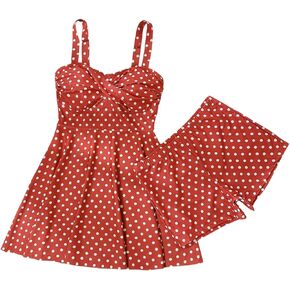 SweatyRocks Women's Polka Dots Ruffle Tankini Swimsuit Twist Two Piece Bathing Suit