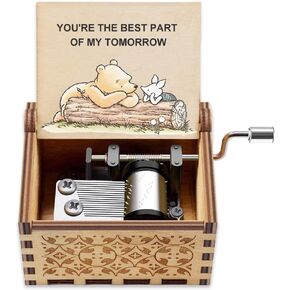 Pooh Music Box Gift for Girlfire Play أنت شمس بلدي ، عيد ميلاد الذكرى أفضل الأصدقاء الأزواج العشاق هدية محفورة معك هي أفضل جزء من غداتي
