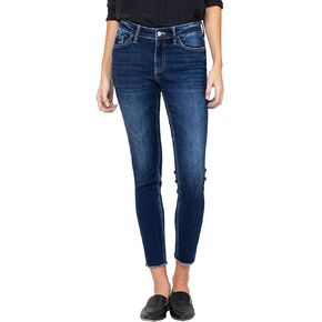 VERVET by Flying Monkey Dark Blue Stretch Skinny Jeans Whisker Fading Wash