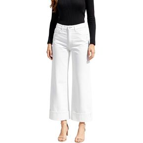 Women's Wide Leg Sweatpant Jeans High Waisted Stretchy Cuffed Baggy Denim Pants