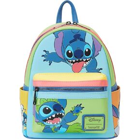 Loungefly Disney Stitch Color Block Mini Backpack Handbag Double Strap Shoulder Bag