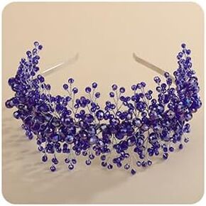 Rhinestones Beads Hair Crown for Wedding Brides Women Tiara Jewelry Handmade Sparkle Hair Piece