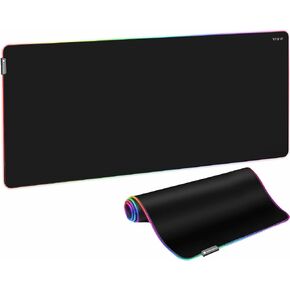 لوحة مكتب VIVO كبيرة جدًا مقاس 71 × 30 بوصة مع إضاءة RGB لأجواء المكتب والألعاب الغامرة، غطاء علوي لطاولة لوحة الماوس كبيرة الحجم، 12 وضعًا للألوان، قاعدة غير قابلة للانزلاق، أسود، DESK-PAD72