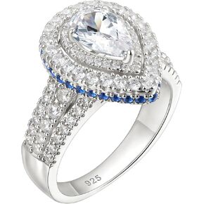 Wuziwen Vintage Pear Shaped Engagement Rings for Women Wedding Promise Ring for Her 925 Sterling Silver AAAAA Cubic Zirconia