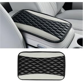 Car Center Console Cover, PU Leather Waterproof Vehicle Armrest Seat Box Protector, Automotive Interior Arm Rest Cushion Protection Accessories, Universal for SUV Sedan Truck (Black/Red)