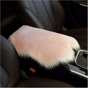 Car Center Console Cover, Furry Soft Vehicle Armrest Seat Box Cushion Protector, Fluffy Automotive Interior Middle Console Pad Decor Accessories, Universal for SUV Truck Car (White)