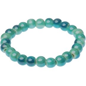 Axxlern Design Natural Bead Elastic Bracelet, Male And Female, 6mm (Dark green (1 item))
