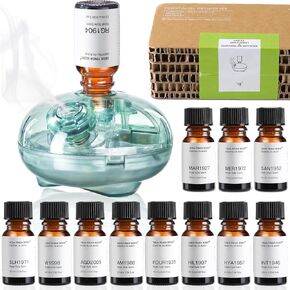 Waterless Diffuser with 12 Pack Hotel Fragrance Oils, Battery Operated Nebulising Diffuser for Home, Luxury Essential Oil Blend Inspired by 5-Star Hotels, Aromatherapy Gift Set