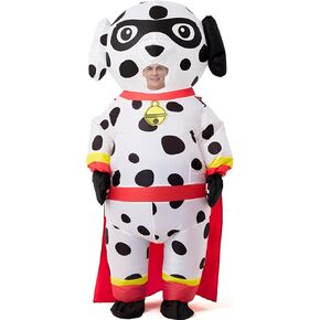 Inflatable Costume Adult,Dalmatian Costume Dog Full Body Blow up Funny Outfit with Gloves Cape for Halloween Cosplay Party