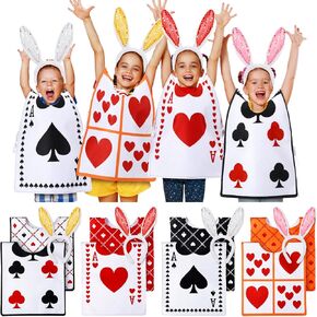 8 Set Halloween Playing Cards Costume with Rabbit Headbands Playing Cards Felt Suit Vests Tea Party Decoration Hearts Costume Casino Halloween Theme Multicolor