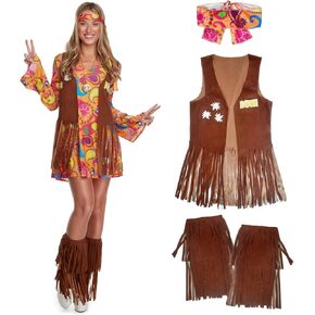Morph Short Hippie Costume for Women, 70s Women Halloween Costume, Retro Hippie Outfit, Festival Attire