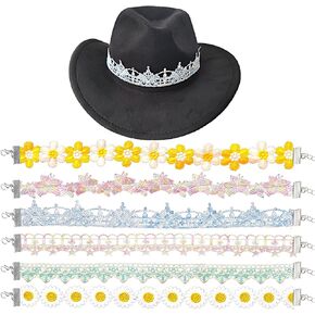 Cowboy Hat Bands for Women, Adjustable Straw Hat Belt Band Accessories for Girl Cowgirls