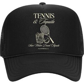 Tennis & Tequila Trucker Hat | Vintage Cowboy Cowgirl Western Trendy | Premium Mesh Foam Snapback Hat for Men & Women