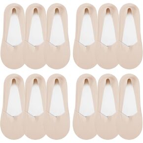 YSense Womens Thin No Show Socks for Flats Heels 6 Pairs, Low Cut Liner Silicone Non Slip Invisible Socks for Women