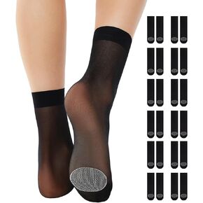 12 Pairs Nylon Socks for Women High Sheer Ankle Socks Hosiery with Reinforced Toe in Kuwait