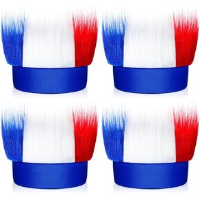 4 Pieces Patriotic 4th of July Hairy Headband American Flag Red White and Blue Crazy Hair Headband for Women Men Patriotic Party Costume Adult Birthday Decorations
