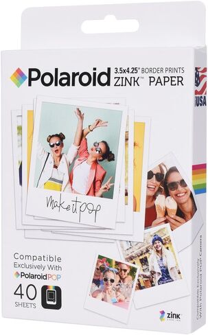 Zink Polaroid 3.5 x 4.25 inch Premium Zink Border Print Photo Paper (10 Sheets) Compatible with Polaroid POP Instant Camera & Polaroid 3x4 Printer in Kuwait
