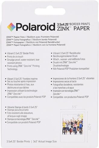 Zink Polaroid 3.5 x 4.25 inch Premium Zink Border Print Photo Paper (10 Sheets) Compatible with Polaroid POP Instant Camera & Polaroid 3x4 Printer in Kuwait