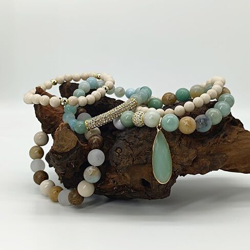 Boho Beaded Bracelets/Bangle for Women,Multilayer 5/6/7PCS Healing Natural Handmade Stone Bead Bracelets Stackable Stretch Friendship Beaded Bracelet Set Trendy Western Bohemian Jewelry Gift in Saudi Arabia