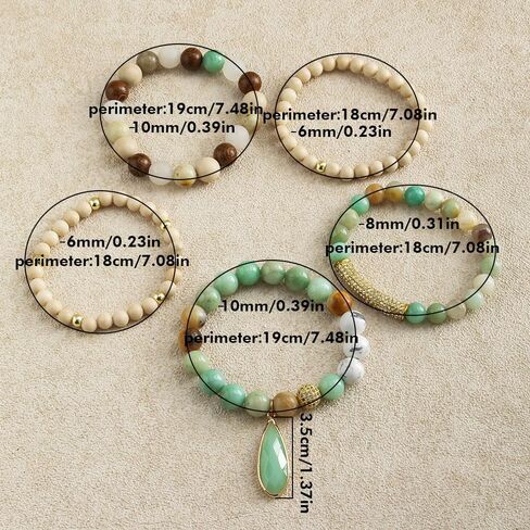 Boho Beaded Bracelets/Bangle for Women,Multilayer 5/6/7PCS Healing Natural Handmade Stone Bead Bracelets Stackable Stretch Friendship Beaded Bracelet Set Trendy Western Bohemian Jewelry Gift in Saudi Arabia
