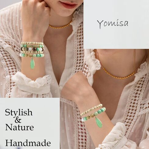 Boho Beaded Bracelets/Bangle for Women,Multilayer 5/6/7PCS Healing Natural Handmade Stone Bead Bracelets Stackable Stretch Friendship Beaded Bracelet Set Trendy Western Bohemian Jewelry Gift in Saudi Arabia