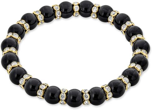 Bling Jewelry White Pink Black Simulated Pearl Stackable Strand Stretch Bracelet For Women Crystal Rondelle Gold & Silver Plated Spacer in Saudi Arabia