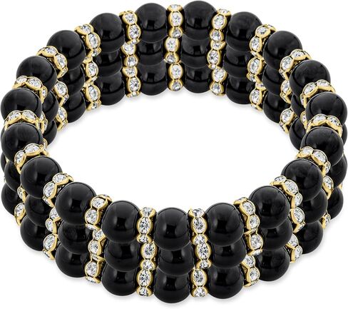 Bling Jewelry White Pink Black Simulated Pearl Stackable Strand Stretch Bracelet For Women Crystal Rondelle Gold & Silver Plated Spacer in Saudi Arabia