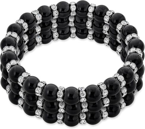 Bling Jewelry White Pink Black Simulated Pearl Stackable Strand Stretch Bracelet For Women Crystal Rondelle Gold & Silver Plated Spacer in Saudi Arabia