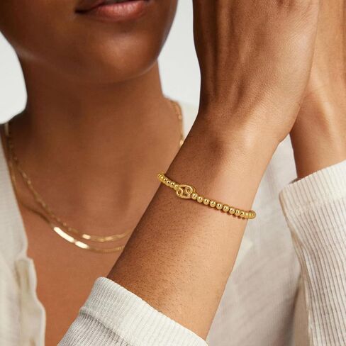 Gold 12 Constellations Bracelets for Women, 18K Gold Plated Beaded Stretch Bubble Bracelets Charm Jewelry Bracelet Gifts for Birthday Mother's Day Valentines Christmas in Saudi Arabia