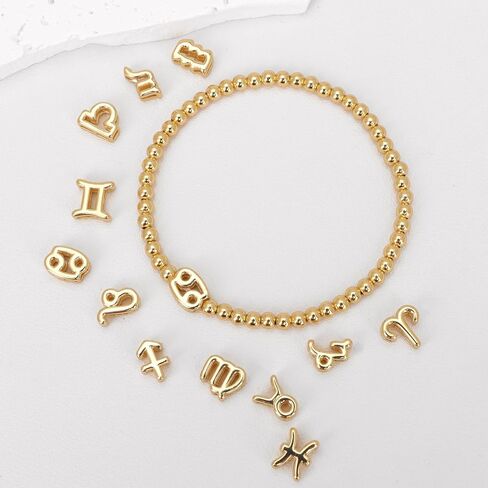 Gold 12 Constellations Bracelets for Women, 18K Gold Plated Beaded Stretch Bubble Bracelets Charm Jewelry Bracelet Gifts for Birthday Mother's Day Valentines Christmas in Saudi Arabia